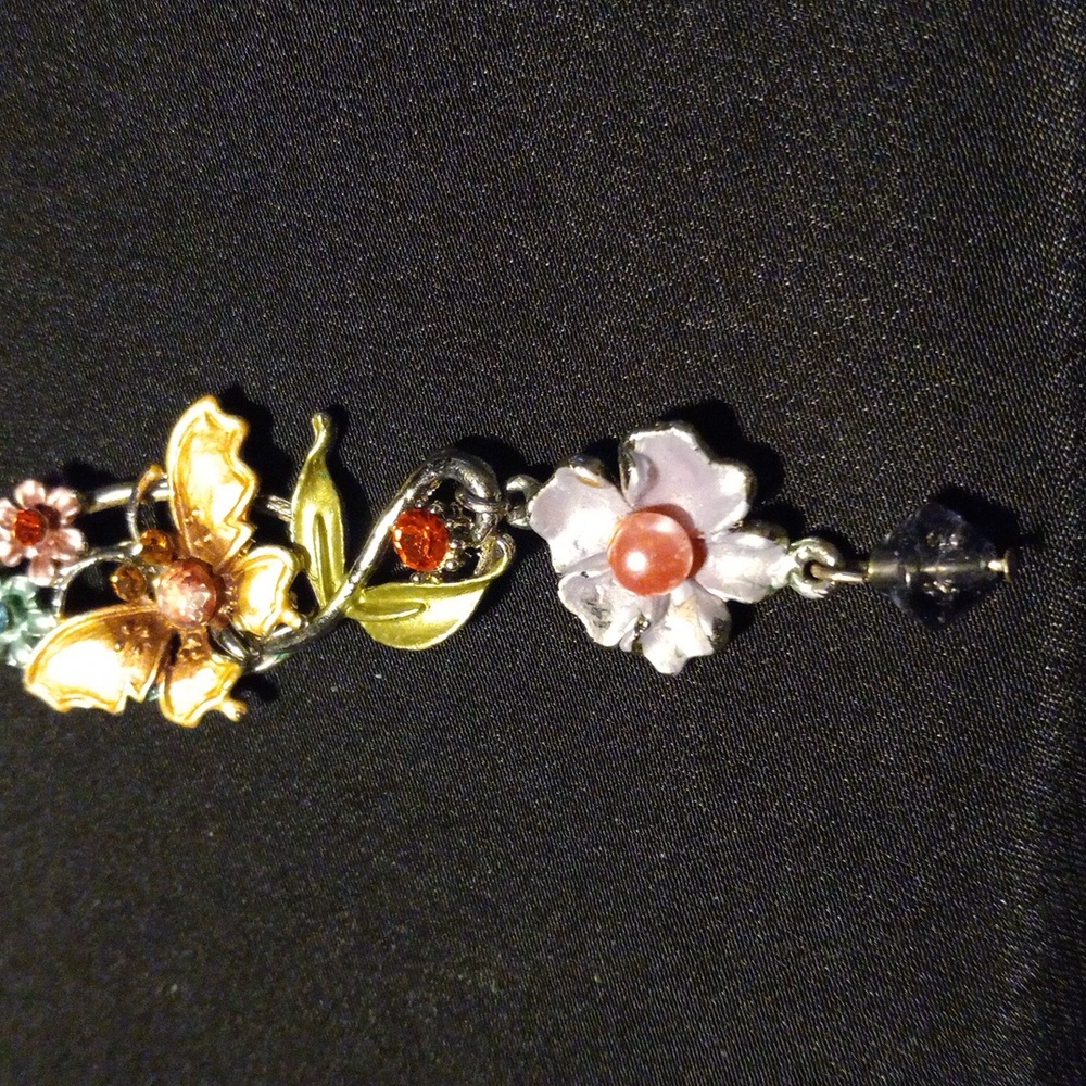 Betsy Johnson Floral Silver Necklace with Multicolor Enamel Accents - Picture 2 of 6